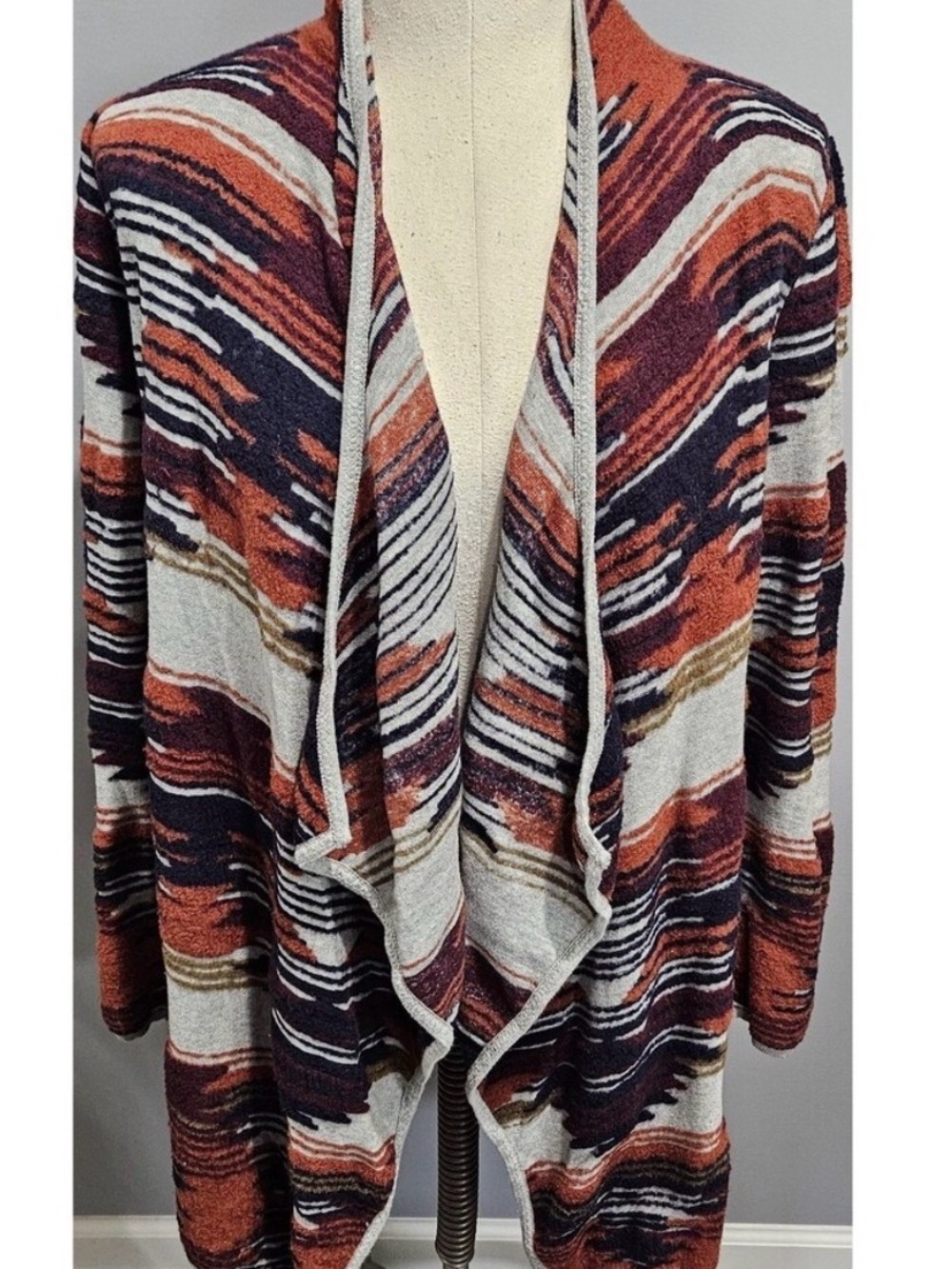 LUCKY BRAND Open-Front Women's Cardigan Sweater in Rust Stripe